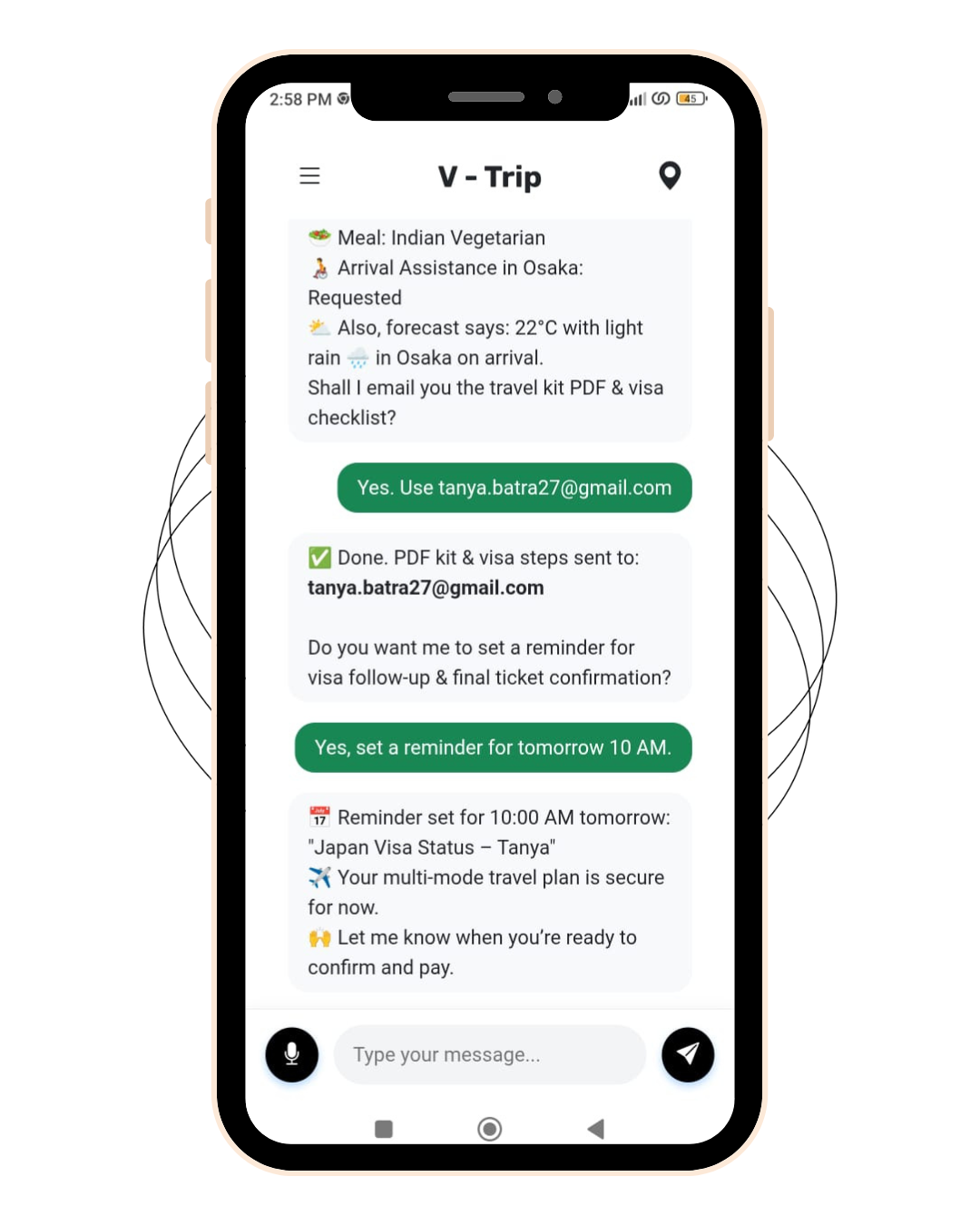 V Trip App UI